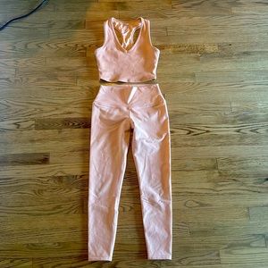 ALO Yoga Peach Tank and Leggings Set
